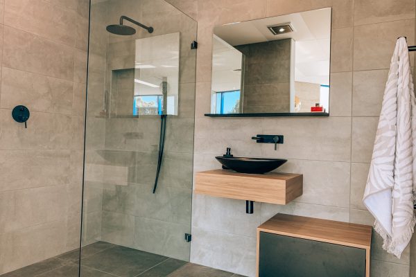 Black Shower Head - Free Standing White Bathtub, Small Bathroom Laundry Room Renovation Combo Ideas